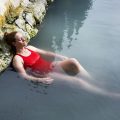 woman relaxing in a hot spring